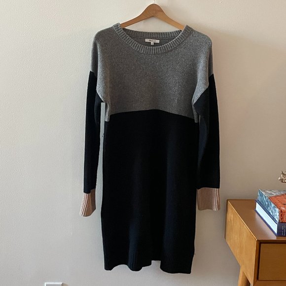 Madewell Dresses & Skirts - Cozy Colorblock Sweater Dress Madewell (Medium)